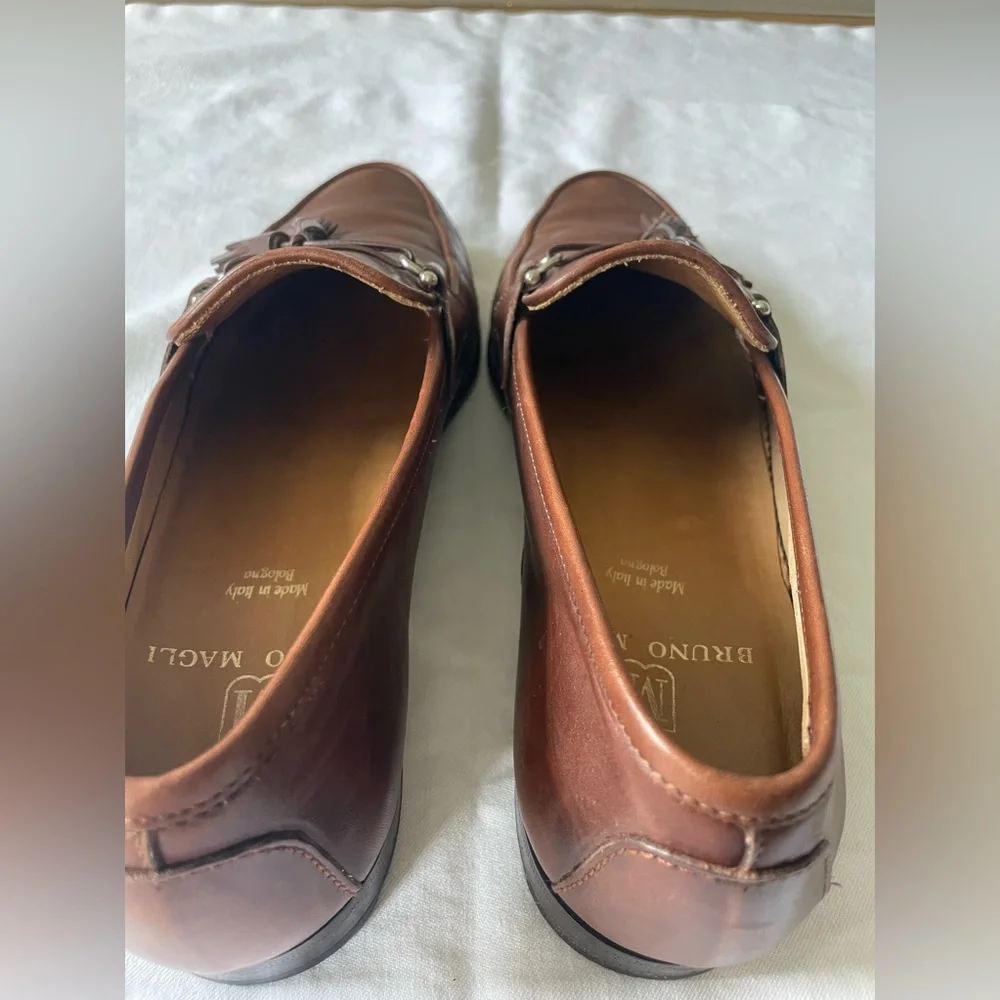 BRUNO MAGLI COGNAC TASSEL LOAFERS SIZE 10.5 M
